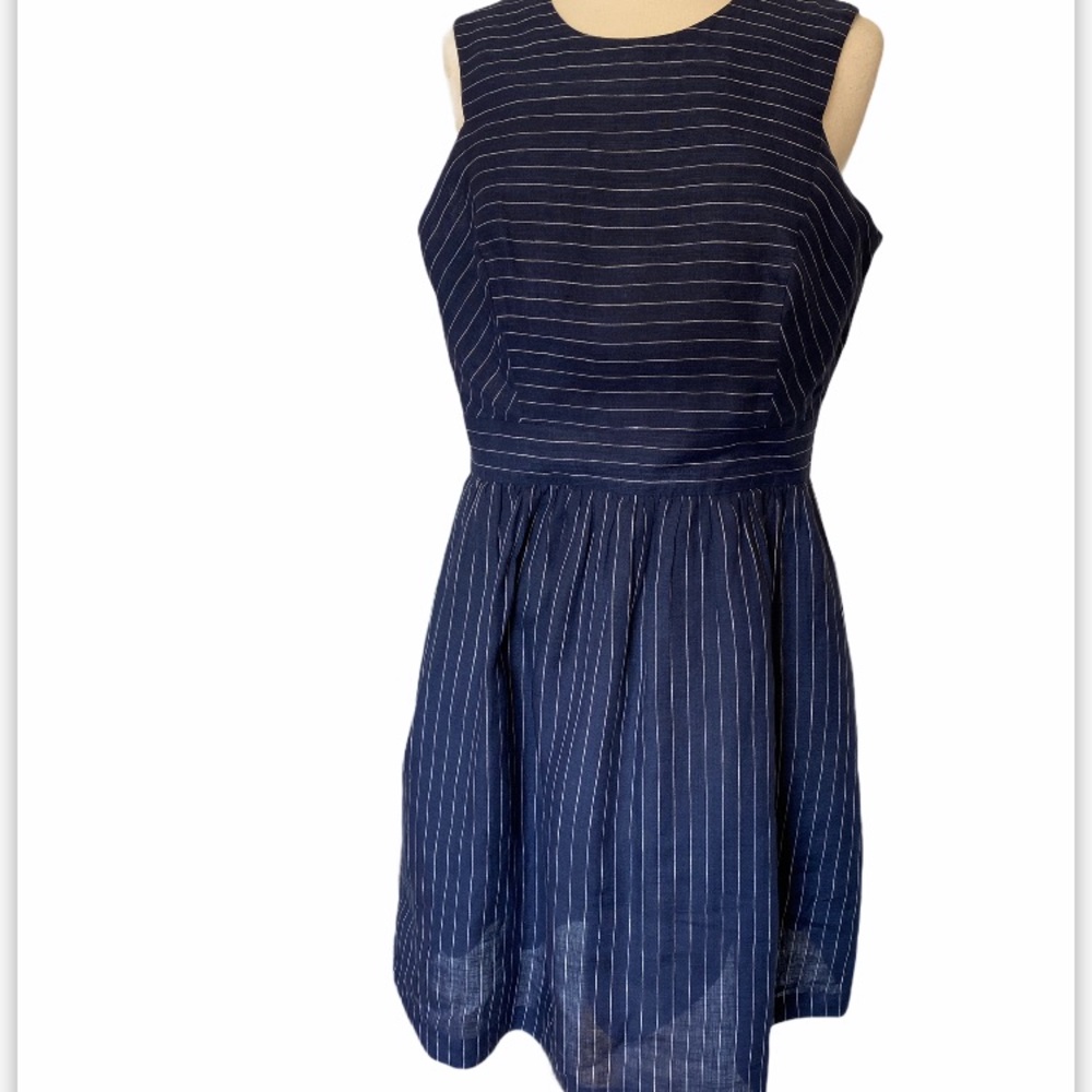 Ivy + Blu Navy Pinstripe Midi